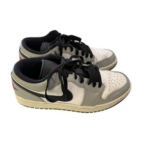 Nike Air Jordan 1 Low Sneakers Shoes Men's Size 9.5 Gray White 553558-030 Casual